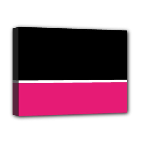 Black Pink Line White Deluxe Canvas 16  X 12   by Mariart