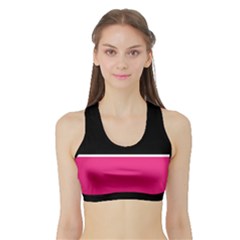 Black Pink Line White Sports Bra With Border by Mariart