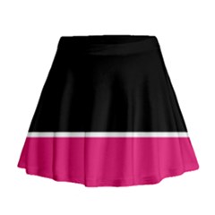 Black Pink Line White Mini Flare Skirt by Mariart