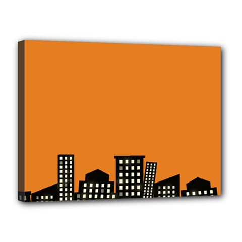 City Building Orange Canvas 16  X 12  by Mariart