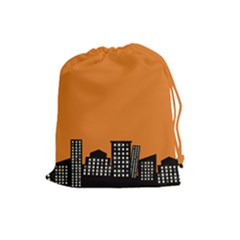 City Building Orange Drawstring Pouches (large)  by Mariart