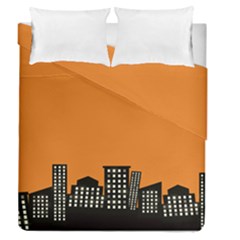 City Building Orange Duvet Cover Double Side (queen Size) by Mariart