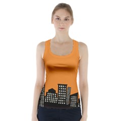 City Building Orange Racer Back Sports Top by Mariart