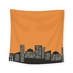 City Building Orange Square Tapestry (small) by Mariart