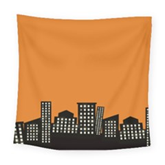 City Building Orange Square Tapestry (large)