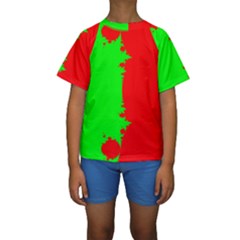 Critical Points Line Circle Red Green Kids  Short Sleeve Swimwear by Mariart