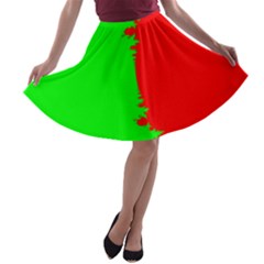 Critical Points Line Circle Red Green A-line Skater Skirt by Mariart