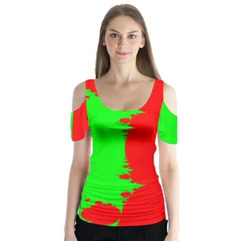 Critical Points Line Circle Red Green Butterfly Sleeve Cutout Tee  by Mariart