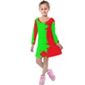 Critical Points Line Circle Red Green Kids  Long Sleeve Velvet Dress View1