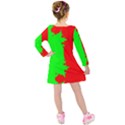 Critical Points Line Circle Red Green Kids  Long Sleeve Velvet Dress View2