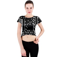 Circle Plaid Black White Crew Neck Crop Top by Mariart