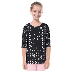 Circle Plaid Black White Kids  Quarter Sleeve Raglan Tee