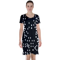 Circle Plaid Black White Short Sleeve Nightdress by Mariart