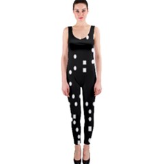 Circle Plaid Black White Onepiece Catsuit by Mariart