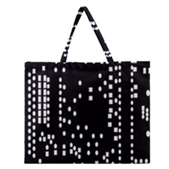 Circle Plaid Black White Zipper Large Tote Bag by Mariart