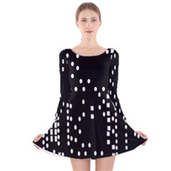 Circle Plaid Black White Long Sleeve Velvet Skater Dress by Mariart