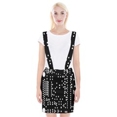 Circle Plaid Black White Suspender Skirt by Mariart