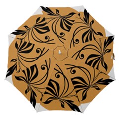 Black Brown Floral Symbol Straight Umbrellas by Mariart