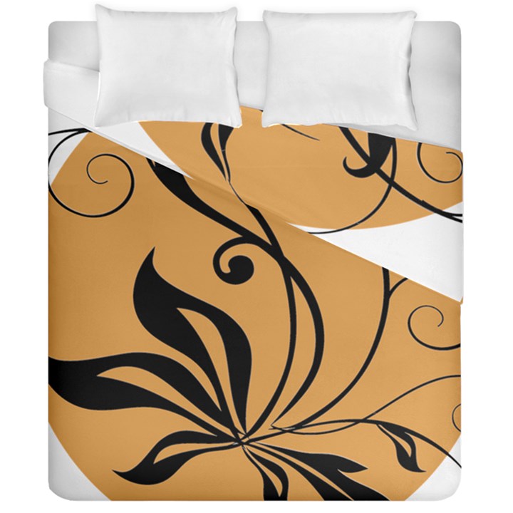 Black Brown Floral Symbol Duvet Cover Double Side (California King Size)