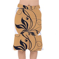 Black Brown Floral Symbol Mermaid Skirt