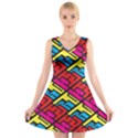 Color Red Yellow Blue Graffiti V-Neck Sleeveless Skater Dress View1