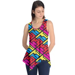 Color Red Yellow Blue Graffiti Sleeveless Tunic