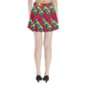 Color Red Yellow Blue Graffiti Pleated Mini Skirt View2