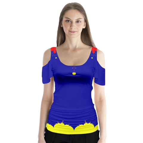 Critical Points Line Circle Red Blue Yellow Butterfly Sleeve Cutout Tee  by Mariart