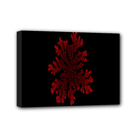 Dendron Diffusion Aggregation Flower Floral Leaf Red Black Mini Canvas 7  X 5  by Mariart