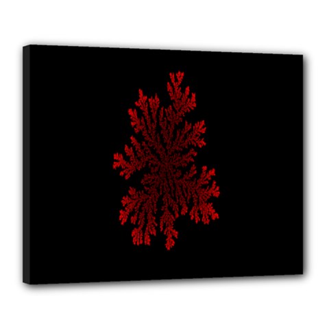 Dendron Diffusion Aggregation Flower Floral Leaf Red Black Canvas 20  X 16  by Mariart