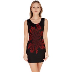 Dendron Diffusion Aggregation Flower Floral Leaf Red Black Sleeveless Bodycon Dress by Mariart