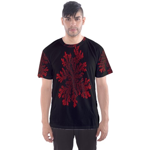 Dendron Diffusion Aggregation Flower Floral Leaf Red Black Men s Sport Mesh Tee by Mariart