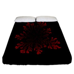 Dendron Diffusion Aggregation Flower Floral Leaf Red Black Fitted Sheet (king Size) by Mariart