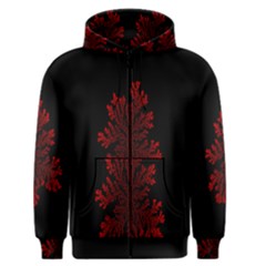 Dendron Diffusion Aggregation Flower Floral Leaf Red Black Men s Zipper Hoodie by Mariart