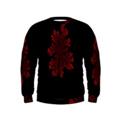 Dendron Diffusion Aggregation Flower Floral Leaf Red Black Kids  Sweatshirt by Mariart