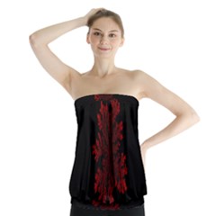 Dendron Diffusion Aggregation Flower Floral Leaf Red Black Strapless Top by Mariart