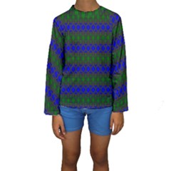 Diamond Alt Blue Green Woven Fabric Kids  Long Sleeve Swimwear by Mariart