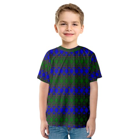 Diamond Alt Blue Green Woven Fabric Kids  Sport Mesh Tee by Mariart