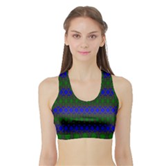 Diamond Alt Blue Green Woven Fabric Sports Bra With Border by Mariart