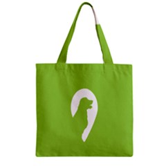 Dog Green White Animals Zipper Grocery Tote Bag by Mariart