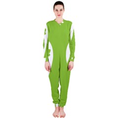 Dog Green White Animals Onepiece Jumpsuit (ladies)  by Mariart