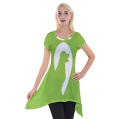 Dog Green White Animals Short Sleeve Side Drop Tunic by Mariart