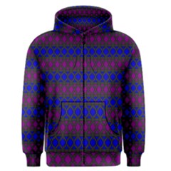 Diamond Alt Blue Purple Woven Fabric Men s Zipper Hoodie by Mariart