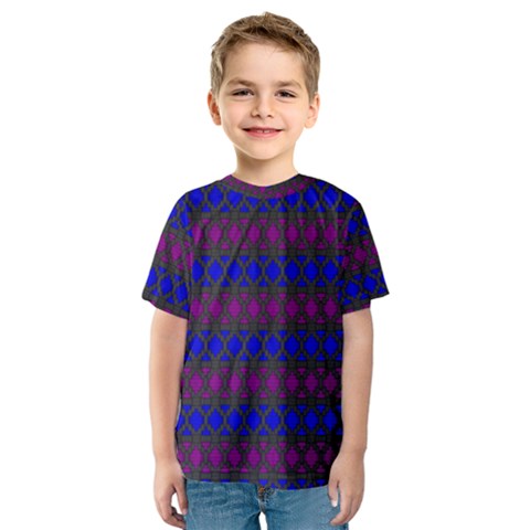 Diamond Alt Blue Purple Woven Fabric Kids  Sport Mesh Tee by Mariart