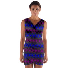 Diamond Alt Blue Purple Woven Fabric Wrap Front Bodycon Dress by Mariart