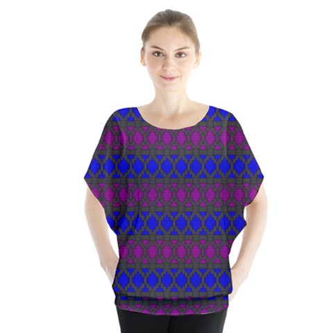 Diamond Alt Blue Purple Woven Fabric Blouse by Mariart