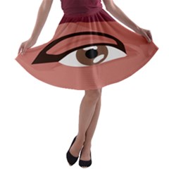 Eye Difficulty Red A-line Skater Skirt by Mariart