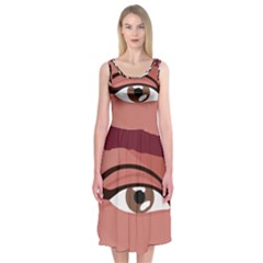 Eye Difficulty Red Midi Sleeveless Dress