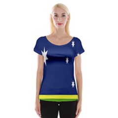 Flag Star Blue Green Yellow Women s Cap Sleeve Top by Mariart