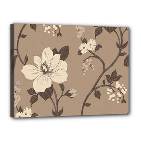 Floral Flower Rose Leaf Grey Canvas 16  X 12  by Mariart